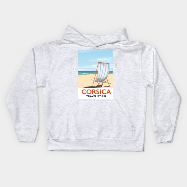 Corsica Travel By Air Kids Hoodie by nickemporium1